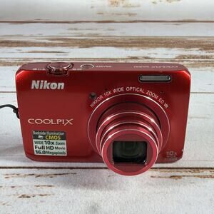 Nikon COOLPIX S6300 Red 10x Zoom Camera w/ Battery – As‑Is – Used